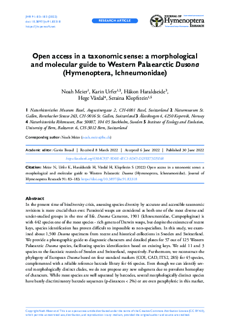 Open Access In A Taxonomic Sense A Morphological And Molecular Guide To Western Palaearctic Open Access In A Taxonomic Sense A Morphological And Molecular Guide To Western Palaearctic